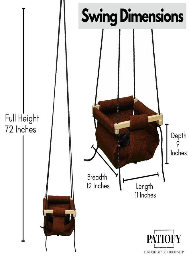 Patiofy Swing for Kids | Hanging Baby Swing for Indoor & Outdoor Use | Kids Swing | Jhula for Baby | Baby Garden Swing | Jhula for Kids | (6 Months to 3 Years- Brown) - Image 3